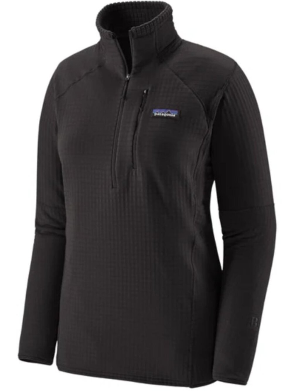 Patagonia Women’s R1 Pullover Black Polartec Power Grid Quarter Zip Fleece Large